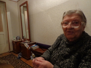 Host grandma preparing to give me my shots.